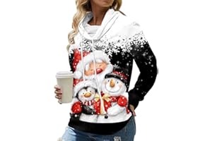 PEUIGNAO Weihnachtspulli Damen Xmas Pullover Damen Hässlicher Hässliche Weihnachtspullover Damen Ugly Merry Christmas Pullover Weihnachts Pulli Sweatshirt Weihnachten Xmas Hoodie Santa Lustige Schneemann