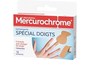 MERCUROCHROME - Pansements Spécial Doigts - 2 Formats Différents - Agit comme une Seconde Peau - Micro-Aéré - Laisse la Peau Respirer - Boite de 12 pansements