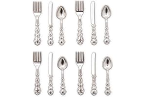 Odoria 1/12 Miniatura Cubiertos de Plata 12pz Cocina Accesorio para Casa de Muñecas