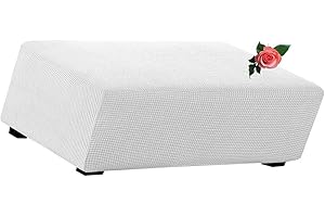 MeRcri Hockerbezug rechteckig Samt Jacquard Husse Überzug Bezug für Ottomane Fußbank Stretch bezug hocker Bezug für Ottomane (Color : #10, Size : 75x60-70cm)