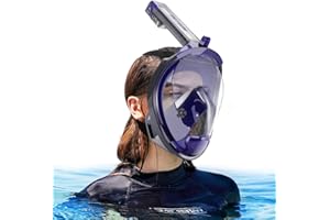 HINATAA Full Face Snorkel Mask, 180°Panoramic View Double Floating Ball Snorkeling Mask, Anti-Fog Full Face Diving Mask, with Detachable Camera Mount, for Adults Youth