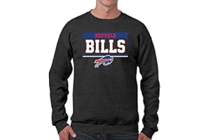 Team Fan Apparel NFL Long Sleeve Team Block Charcoal Crewneck Sweatshirt - Unisex Thermal Printed - Stay Warm and Represent