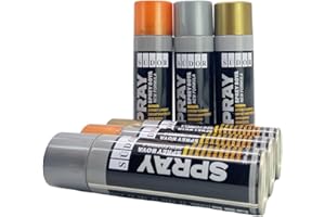 BASTELZONE Lot de 6 bombes de peinture métallisée en aérosol de 200 ml chacune, à séchage rapide, pour bois, pierre, mur, métal, verre