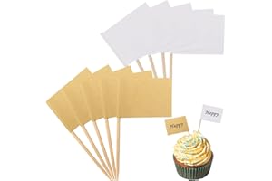 SLIVERDEW Lot de 100 étiquettes vierges pour buffet de fête, cure-dents, pics à cocktail, cupcakes, fromage, drapeaux alimentaires de fête pour buffets