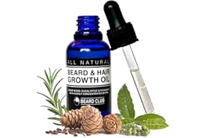 BEARD CLUB Huile Pousse Barbe & Cheveux - 30ml - Avec Biotine Hautement Concentrée - Parfum Bois de Cèdre, Eucalyptus & Romarin - La Meilleure Solution aux Trous dans la Barbe