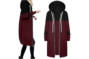 Alueeu Damen Kapuzenjacke Lang Hoody Frühling Damen Herbstjacke Lang Zip Up Kapuze Herbst Übergangsjacke Sportjacke Jacke Sweatmantel Hoodie Zip Sweatjacke Kapuzenjacke 2022