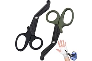 PCSFOE Juego de 2 Tijeras Médicas Jesco Para Traumatología y Vendaje, 15 cm Bent Stealth Para Enfermeras, Estudiantes de Medicina, Salas de Emergencia (Negro)