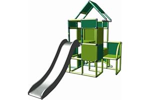 Moveandstic 6013 - großer Spielturm Lisa mit Rutsche und kleinen Anbau (apfelgrün-grün)