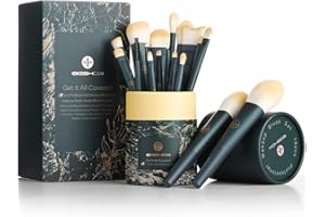 EIGSHOW Makeup Brushes 18pcs Professional Makeup Brush Travel Set with Cylinder 2 Cup Holders, Premium Synthetic Foundation Powder Concealer Blush Blending Eye Lip Gift for women