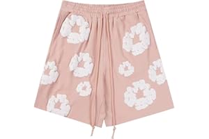 LAQUIEIO Denim Tears - Tuta da donna / uomo in cotone. Completo estivo, maglia e pantaloncini a fiori. Stile Y2K