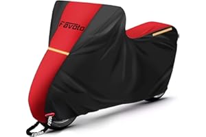 Favoto Motorbike Cover Waterproof Motorcycle Cover 96.5 inches All Season Universal Sun Outdoor Protection Durable Night Reflective Strip with Lock-Holes Windproof Buckles 245 x 105 x 125 cm