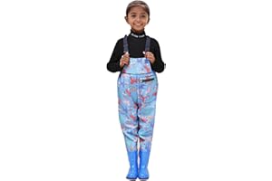 Tinarying Girls Jumpsuit Kids Cartoon Camo Chest Waders Youth Fishing Waders For Toddler Children Water Proof Hunt & Fishing Waders With Boots For Boys Girls