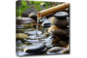 CXHOSTENT Zen Leinwand Wandbilder Badezimmer Dekoration Zen Steine und fließendes Wasser Kunstdrucke Spa Bilder für Yoga Raum Büro Dekoration (A, 30.00 x 30.00 cms)