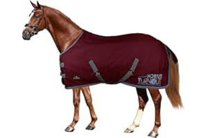Horses, Coperta da Paddock per Cavallo Turnout 400 gr, Impermeabile, Resistente, Imbottita, con Cinghie ad Incrocio, BORDEAUX, 135 cm