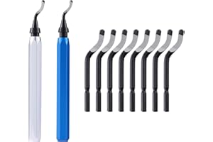 YIZEREL 2 Pcs Deburring Tool +10 Pcs BS1010 High Speed Steel Blades for Metal Resin PVC Pipes Copper Plastic 3D Printed Edges, Plumbing 3D Printing Burr Removal Reamer Tool, silvery& Blue