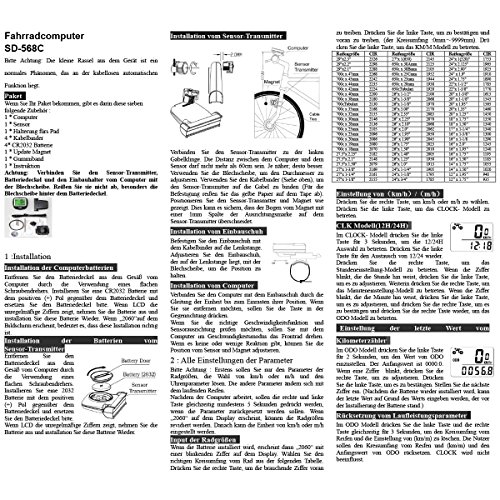 Zacro Fahrradcomputer, Kilometerzähler,Original multifunktionaler drahtloser Fahrradtacho,Tachometer, Inkl.1 Stück zusätzlicher Kompaß, Aktualisierte Version, Schwarz - 6