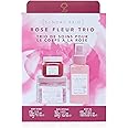 Sunday Rain Rose Fleur Trio, Cruelty Free & Vegan Pamper Gift Set with Body Scrub, Shimmer Body Oil and Bath Salts, 3 Piece
