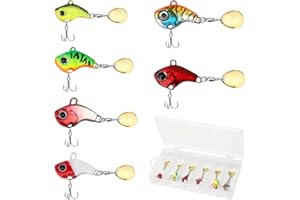 UOCAI 6 Stück Angelköder Set, Kunstköder, Spinner Angeln Angelköder Set, Jig Spinner Set, Hecht Köder Spinnerbait Bleikopfspinner, Angelhaken für Barsch für Barsch, Hecht, Zander, Wels, Döbel