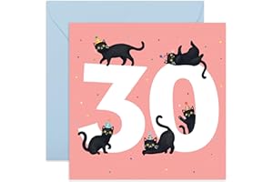 CENTRAL 23 Kartka na 30. urodziny dla kobiet - czarne koty urodzinowe wiek 30 lat - żona - mama - siostra - kartka urodzinowa - kartka z życzeniami z okazji trzydziestych urodzin przyjaciółki - w