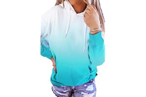 HVEPUO Damen Batik Hoodie Bedrucken Pullover Kawaii Kapuzenpullover Farbverlauf Oberteil
