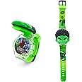 Time Up Digital Dial Superhero Cartoon Cap Printed Strap with Music Disco Light Watch for Kids (Age:3-10 Years)-LMW-BX