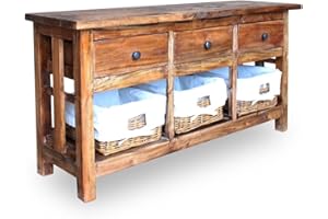 ‎VIDAXL vidaXL Sideboard mit 3 Schubladen 3 Körben Handgefertigt Anrichte Kommode Lowboard TV Board HiFi Möbel Recyceltes Massivholz 100x30x50cm
