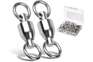 9Tong Giratorios Conectores Emerillones Imperdibles de Pesca Rolling Swivels Alta Resistencia Rodamiento de Bolas Giratorio con Sólido Anillos