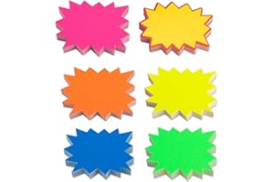 DEFIYEAR 300 PCS Fluorescent Starburst Price Labels - Star Shaped Price Tags for Retail Stores, Grocery, Party Favors