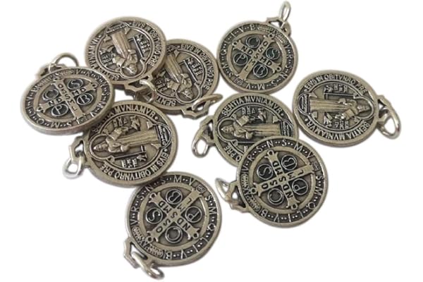 St Benedikt av Nursia Medalj, silverpläterad - 10 x Diameter 1,5 cm