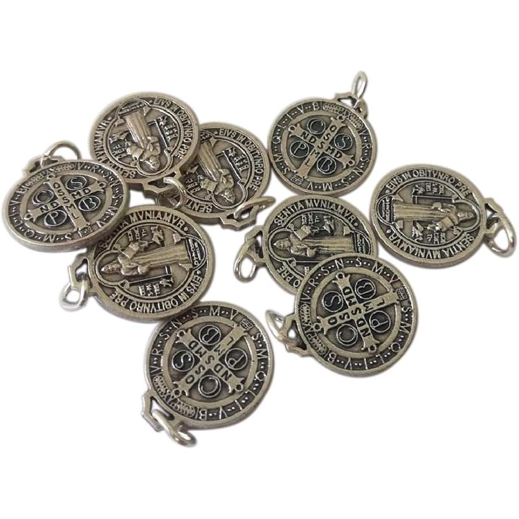 Médaille Saint Benoît Argent 925 - 12 Mm - Protection Contre Le Mal - Une Des Plus Anciennes Médailles Chrétiennes