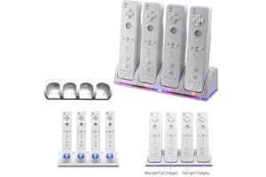 Yolispa Estación de Carga para Controlador Wii con 4 Baterías Recargables E Indicadores LED