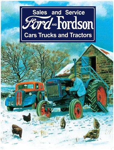Ford & fordson winter scene by trevor mitchell metal sign-large