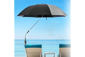 GENERIC 360° Adjustable UV Protection Beach 𝗨𝗺𝗯𝗿𝗲𝗹𝗹𝗮 with Adjustable Clam, UPF 50+ Outdoor Sun Sh-ade for Beach Chairs, Strollers, Wheelchairs, Portable Par𝐚𝐬𝐨𝐥 with Clamp Windproof Durable Design