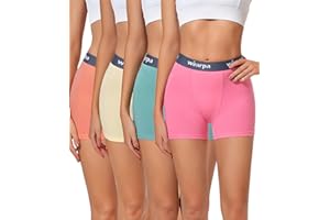 wirarpa Damskie bawełniane bokserki majtki 7,6 cm wewnętrzny szew damskie bezpieczne bokserki zapobiegające otarciom szorty chłopięce majtki, 4 szt