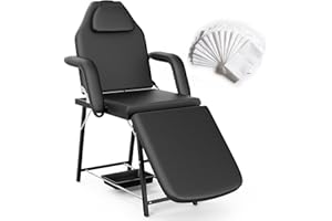 ONPNO Portable Beauty Bed, Adjustable Massage Table with Storage Bag, Folding Salon Tattoo Chair for Facial, Spa, Lash, Black