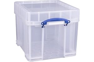 Really Useful Box Plastic Storage Box 35 Litre with XL Lid Clear
