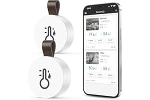 OQIMAX Termometr Bluetooth, higrometr, miernik temperatury i wilgotności powietrza z aplikacją i zapisem danych, cyfrowy czujnik temperatury do biura, szklarni, piwnicy, 2 sztuki