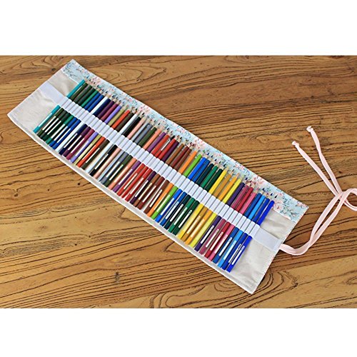 Wady Stifterolle für 72 Buntstifte und Bleistifte, aus Canvas, Stifteetui Roll-up für Künstler, Mehrzwecktasche für Reisen / Schule / Büro / Kunst (Anmerkung: ohne Farbstifte) - 6
