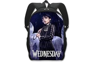 Wukesify Mercredi Sac à Dos Addams, Film Adams Sac à Dos d'impression avec Épais Bretelles et Poignée, Sac à Dos Épaule Gothique Étanche pour Adolescents, Garçons, Filles