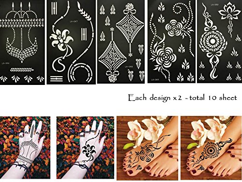 Henna Tattoo Schablone Vorlage 10 Sheet + 2 Henna Golecha Kegel Farbe schwarz Neela 10 Henna Bemalung