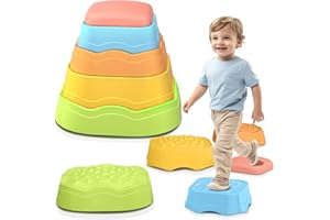 EVOIO Stepping Stones Kids, Toddler Stepping Stones to Enhance Balance, Sensory Coordination, Non-Slip Indoor Outdoor Play Toys, Gift for Ages 3-5 Kids Boys Girls, Balance Stepping Stones Sensory