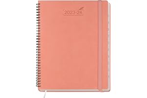 BEZEND Agenda 2024 Semainier Spirale A4 [Rose] Planner 2024 17 Mois D'août.'23 à déc.'24 | Couverture Souple en Cuir PU