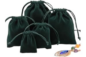FAVORTALK 10 PCS Velvet Jewellery Pouches, 130x180 mm/ 5.1 x 7.1 inches Velvet Drawstring Bags Jewelry Gift Bags Pouch Bags for Wedding Gift Packaging (Green)