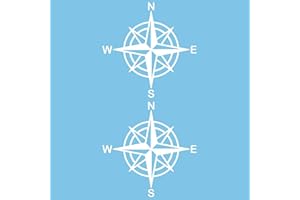 Autodomy Confezione Adesivi Bussola Rosa dei Venti Trail off Road Sport Adventure 4x4 2 Pezzi per Auto o Moto (Bianco, 15 Cm)