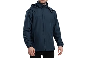 PYALT Herren Regenjacke Wasserdicht Atmungsaktiv Outdoorjacke Windbreaker mit Kapuze Leichte Freizeitjacke Fahrrad Regenjacke für Wandern Reisen