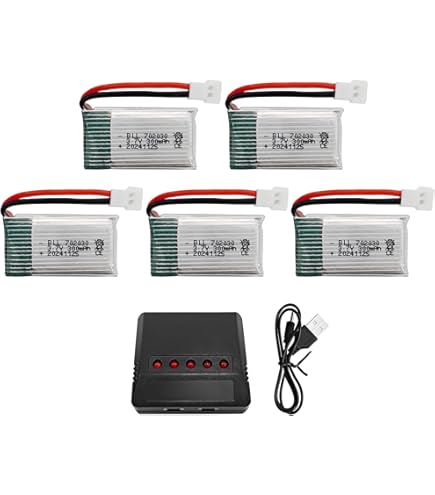 AVCXEC 4x 3,7V Lipo Akku 300mAh - Lithium Akkus Mit Ladekabel Für RC Modelle