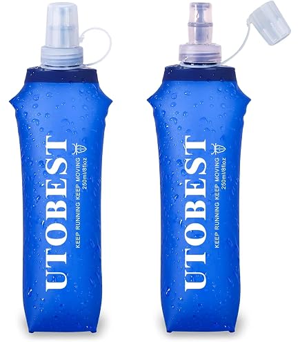Peartree QuickFuel – Confezione Da 2 Borracce Pieghevoli Morbide Da 250 Ml – Bottiglie Sportive Antiperdita Per Corsa, Ciclismo, Trekking, Viaggi – Senza BPA