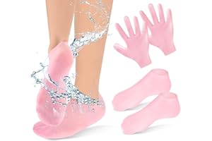 SIBBA Lot de 2 Paires de Gants et Chaussettes Spa en Silicone Hydratants - Traitement de Nuit pour Mains et Pieds - Guérison de l'Eczéma, Réparation et Hydratation