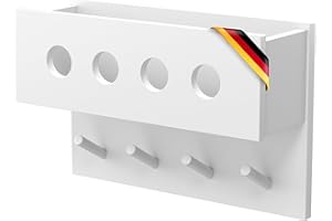 CADANI Kindergarderobe aus Massivholz Kiefer 45x30x15 cm – Montessori Garderobe für Kinder, Wandgarderobe mit Ablage & Haken – Weiß