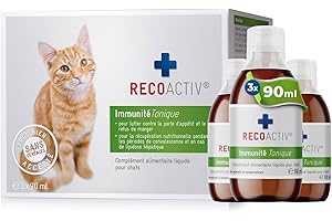 RECOACTIV Immunité Tonique pour Chats, 3 x 90 ML, complément Alimentaire diététique pour Le Soutien immunitaire et la prévention des carences, Stimulant de l’appétit diététique